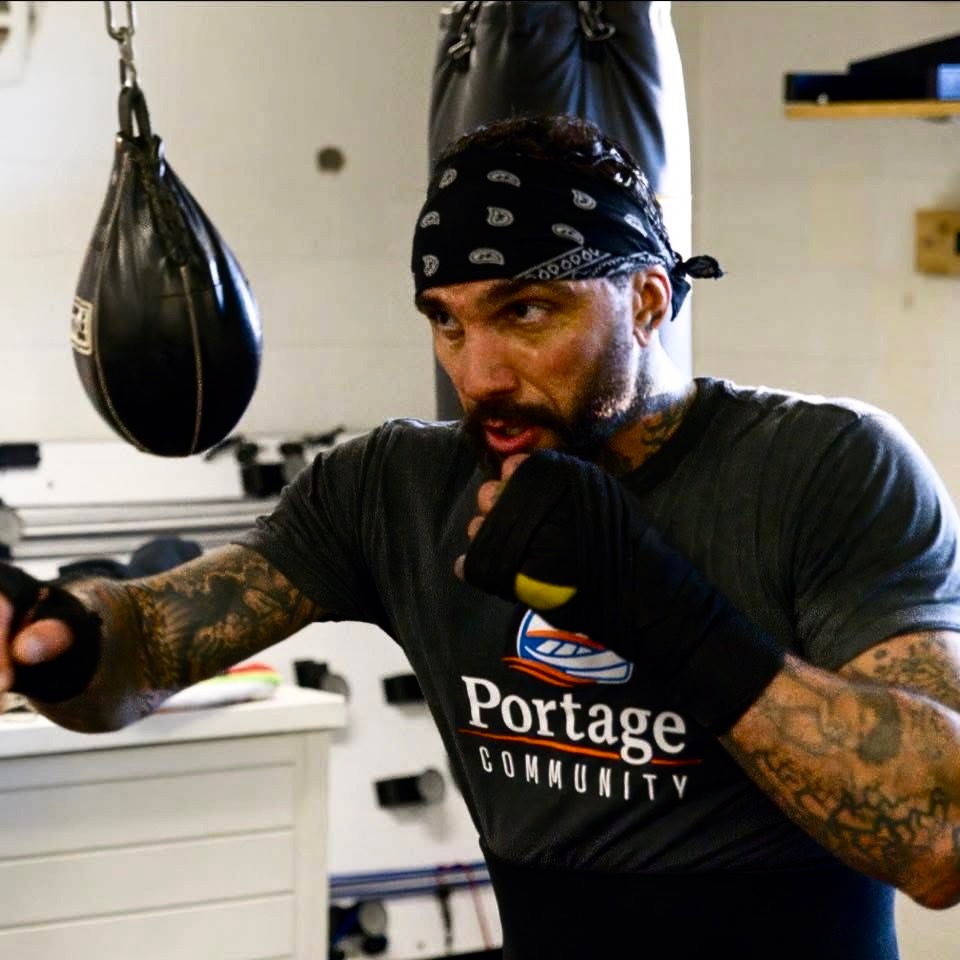Speed bag work in the gym